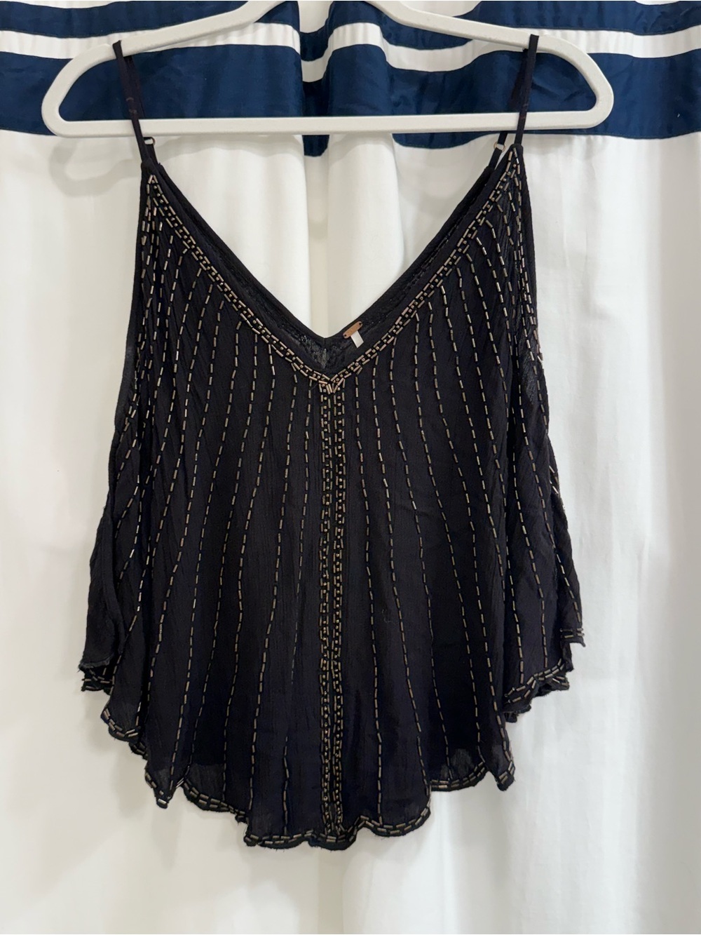 Free People Black Embroidered V-Neck Camisole
